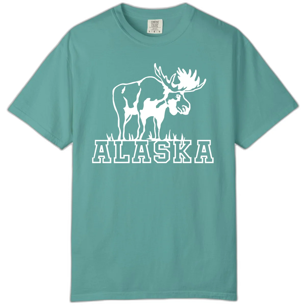 Alaska Moose Majestic State Pride Comfort Color T-Shirt in Seafoam