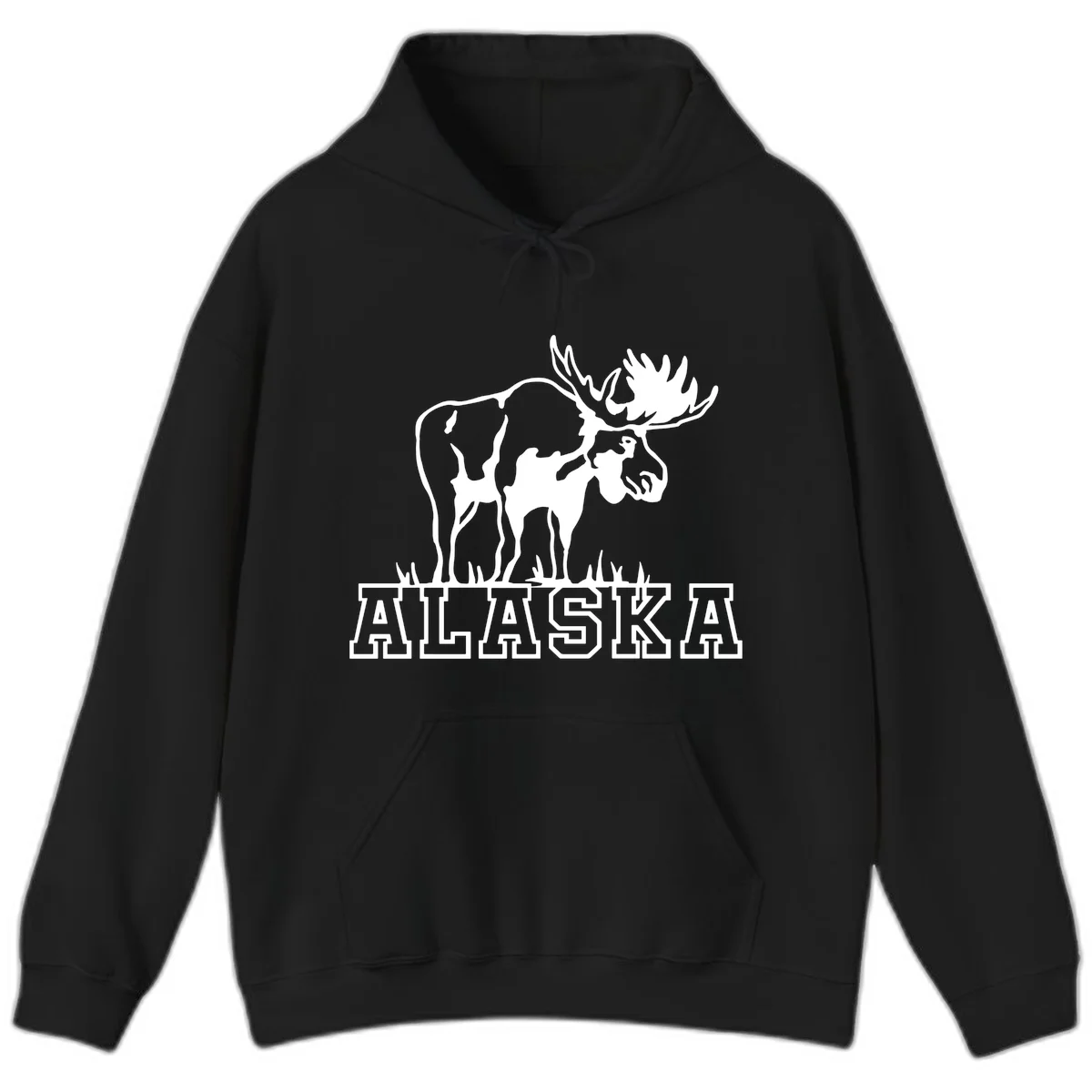 Alaska Moose Majestic State Pride Hoodie in Black