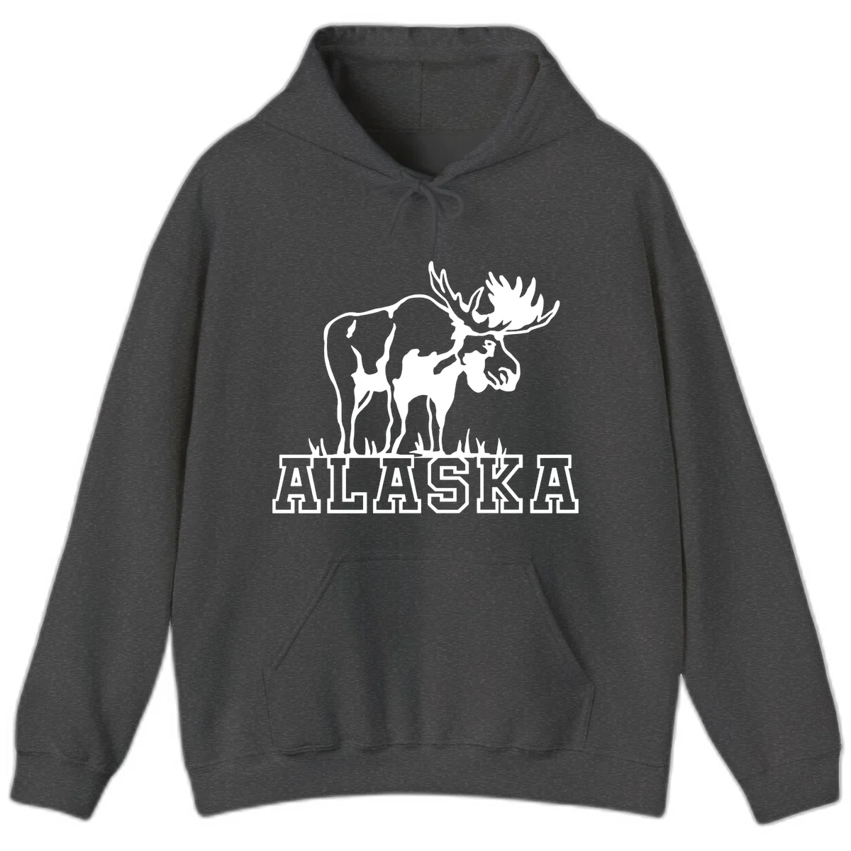 Alaska Moose Majestic State Pride Hoodie in Dark Heather