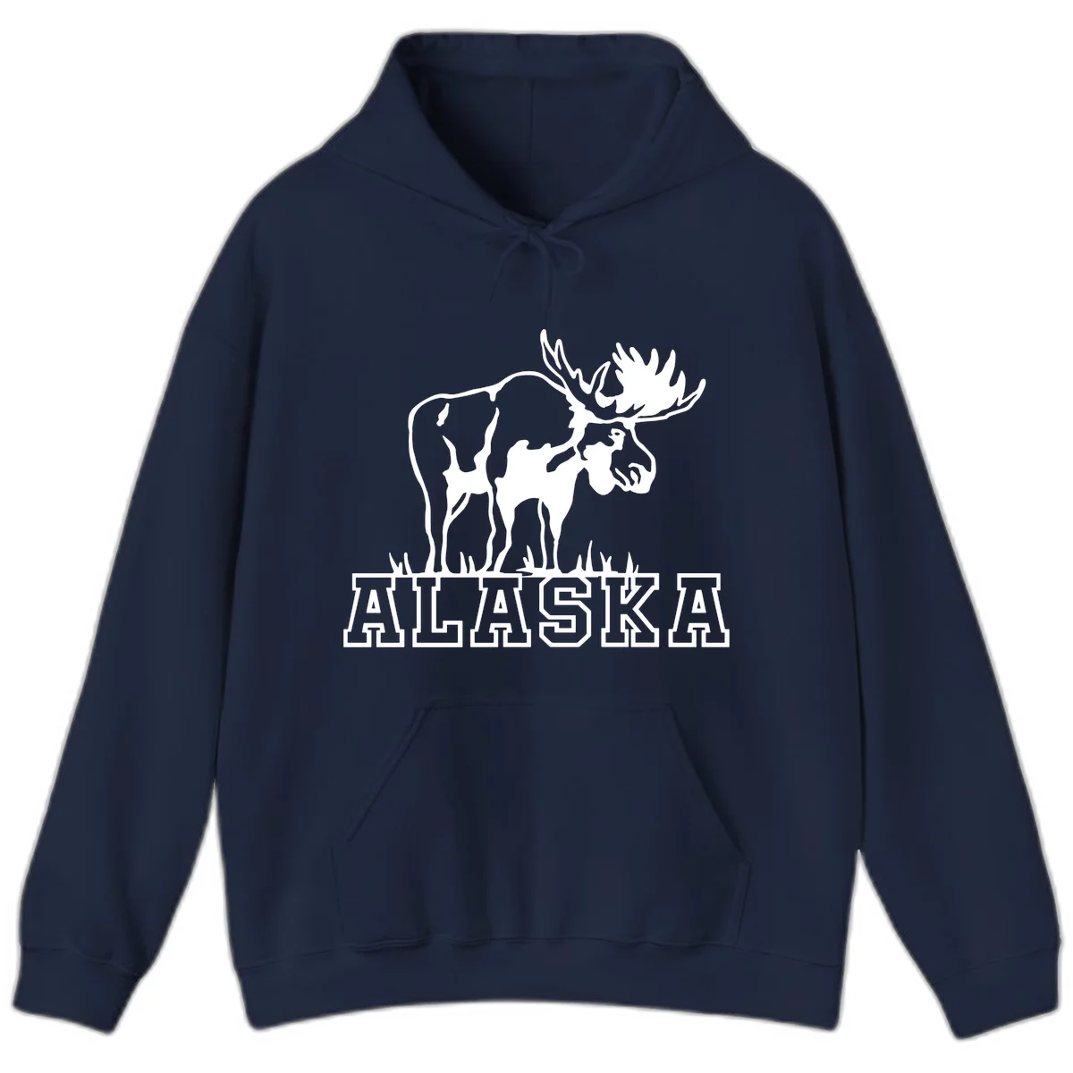 Alaska Moose Majestic State Pride Hoodie in Navy