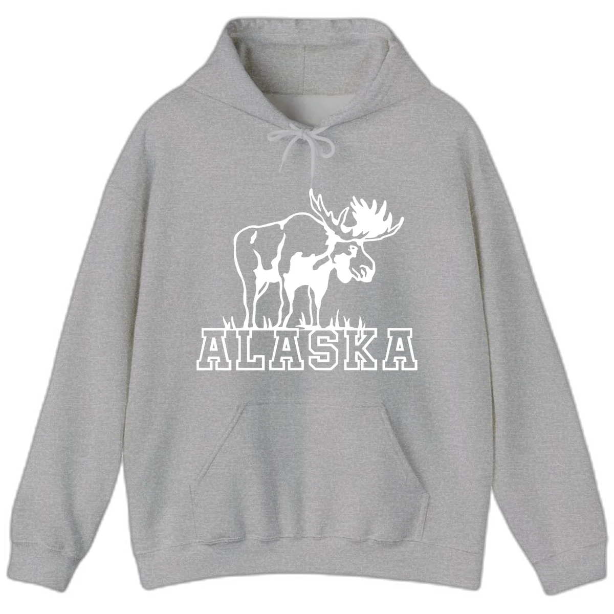 Alaska Moose Majestic State Pride Hoodie in Sport Grey