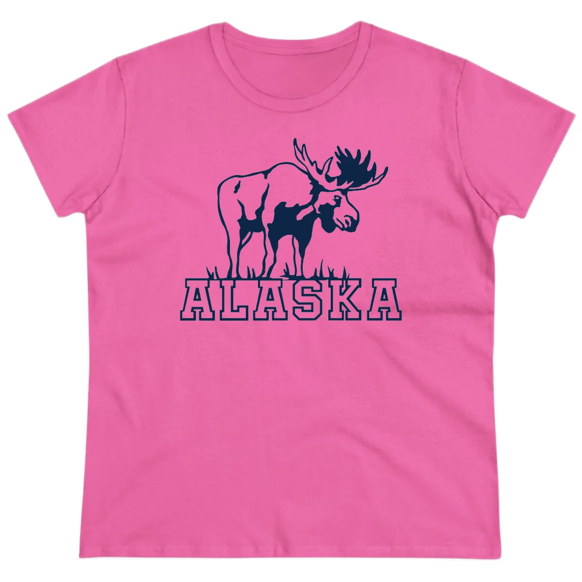 Moose Alaska Silhouette Ladies Tee in Azalea