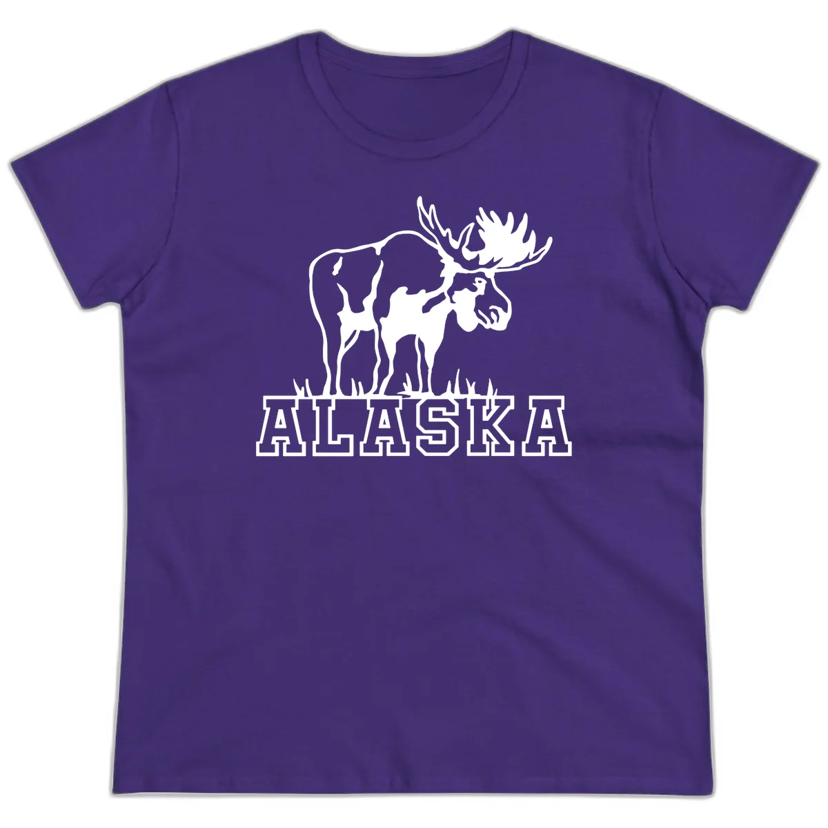 Moose Alaska Silhouette Ladies Tee in Purple