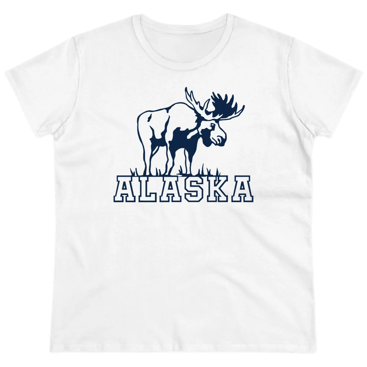Alaska Moose Majestic State Pride Ladies T-Shirt in White