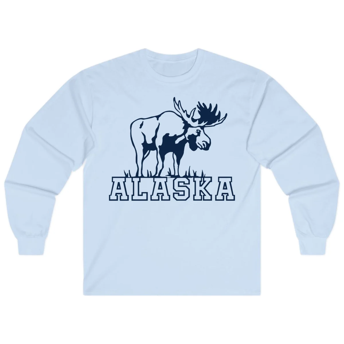 Moose Alaska Silhouette Long Sleeve in Light Blue