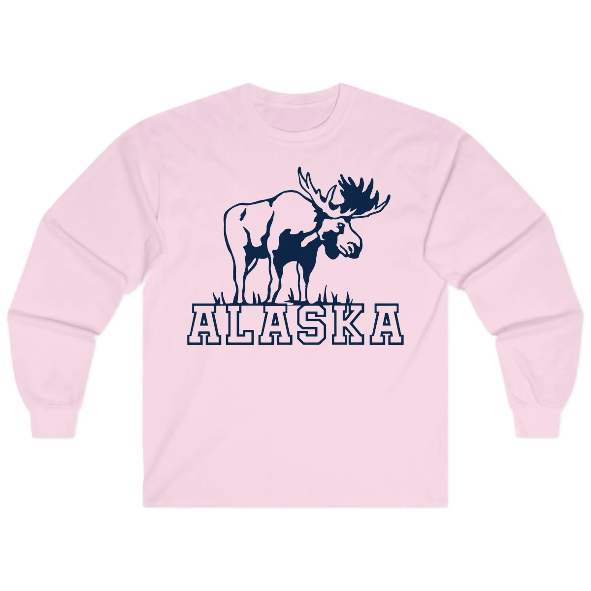 Moose Alaska Silhouette Long Sleeve in Light Pink