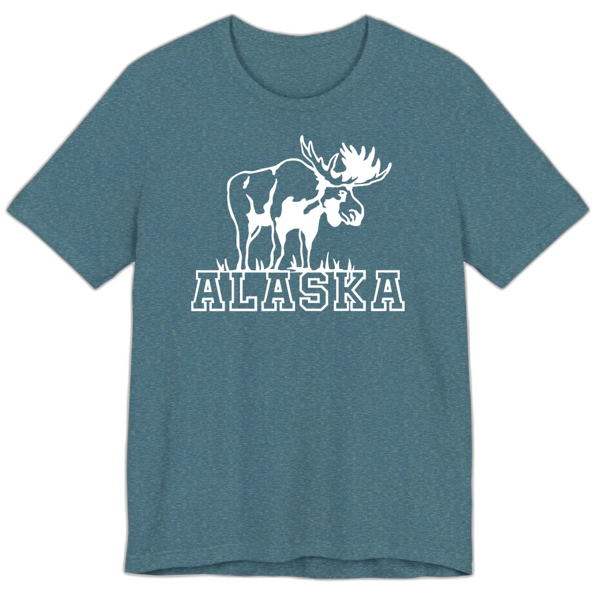 Alaska Moose Majestic State Pride Premium T-Shirt in Heather Deep Teal