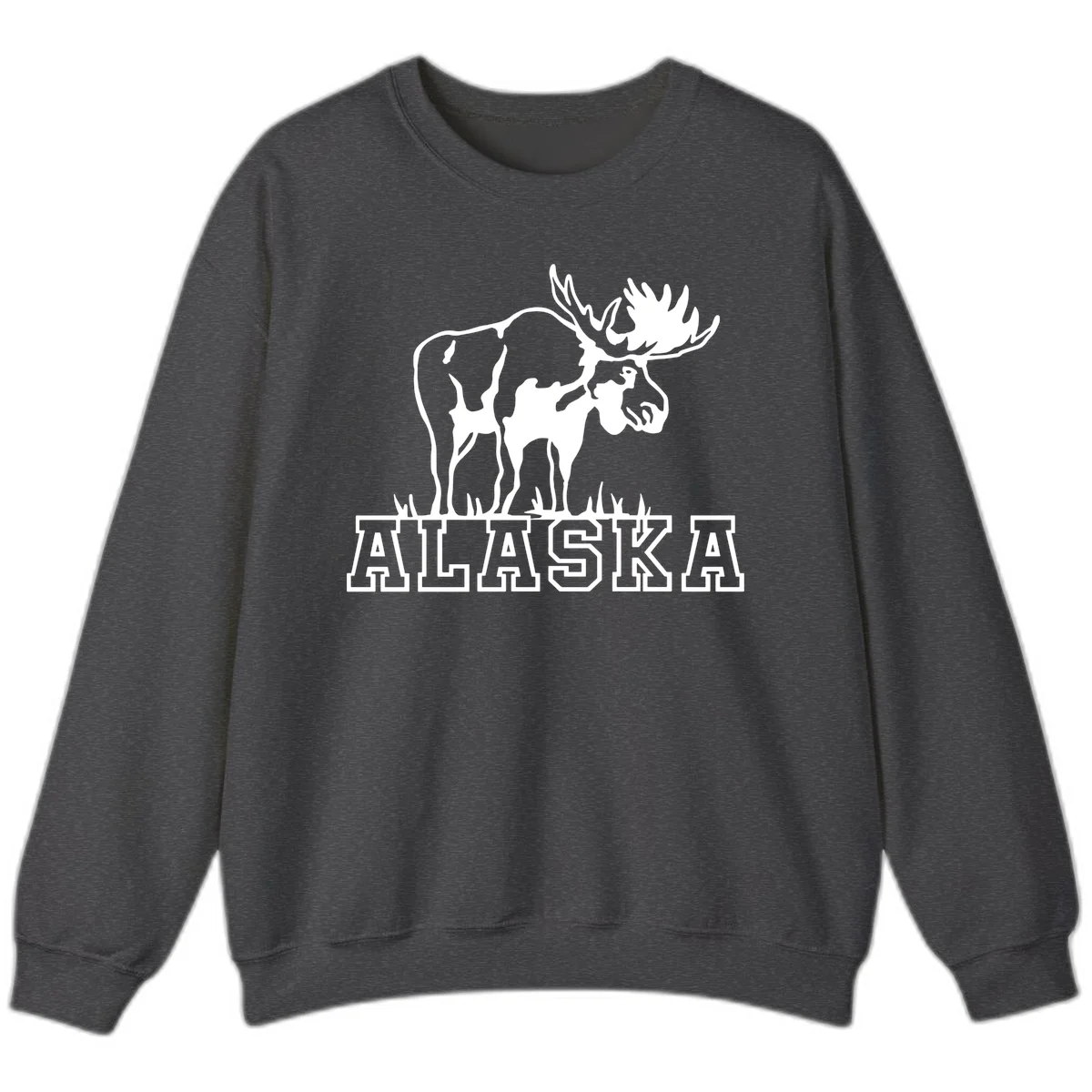 Alaska Moose Majestic State Pride Sweatshirt in Dark Heather