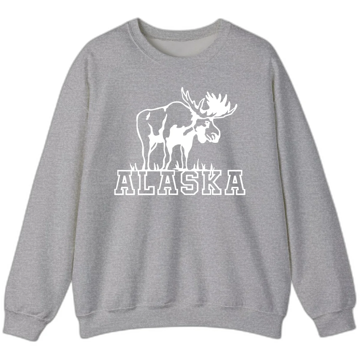 Alaska Moose Majestic State Pride Sweatshirt in Sport Grey