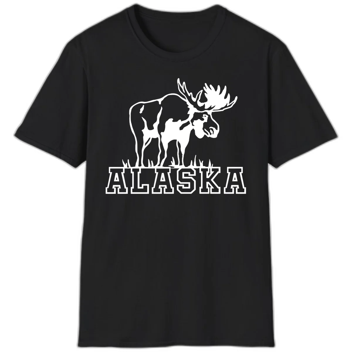 Alaska Moose Majestic State Pride T-Shirt in Black
