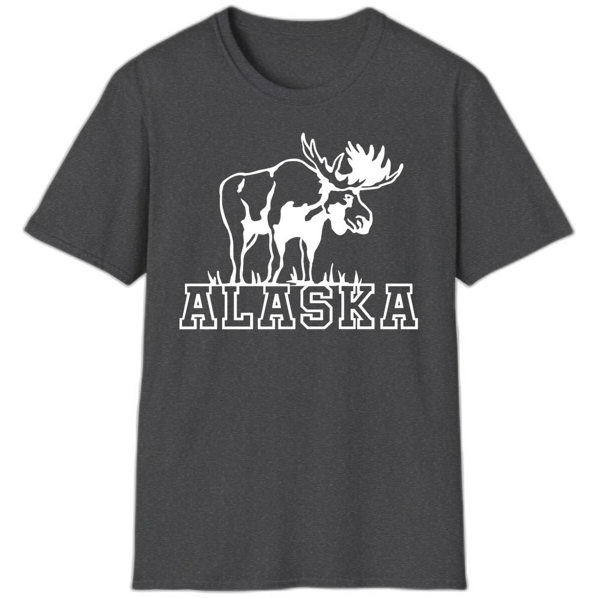 Alaska Moose Majestic State Pride T-Shirt in Dark Heather
