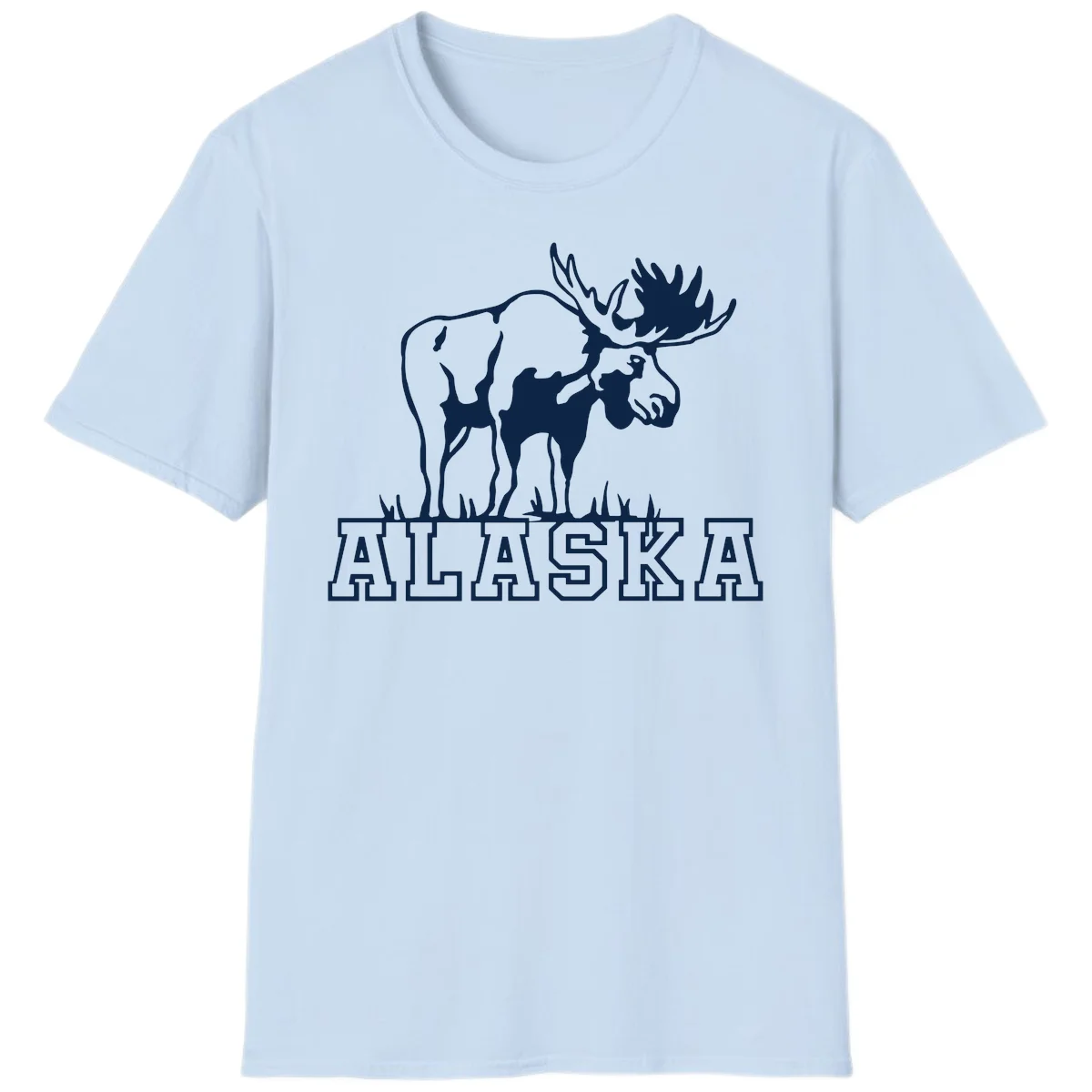 Alaska Moose Majestic State Pride T-Shirt in Light Blue