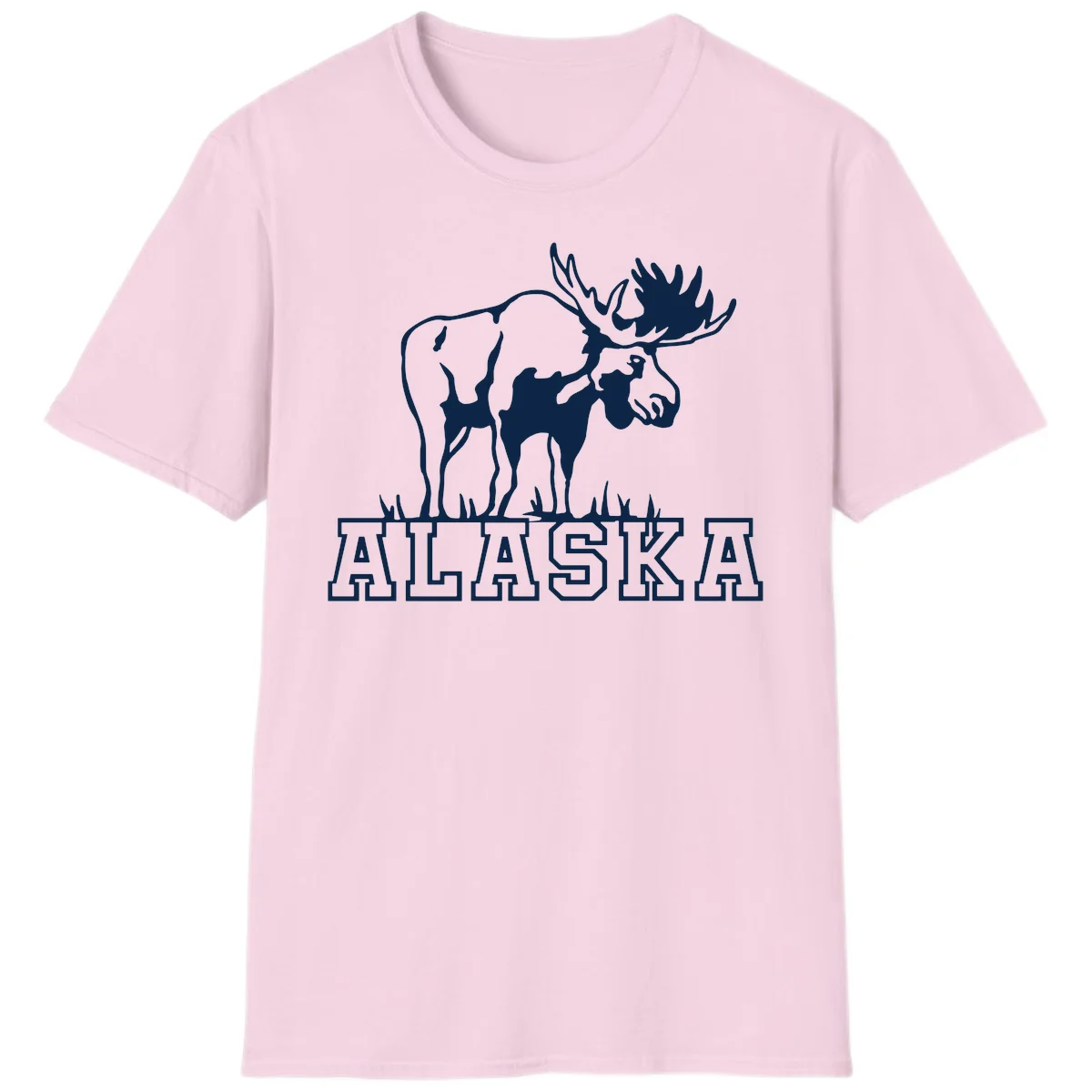 Alaska Moose Majestic State Pride T-Shirt in Light Pink