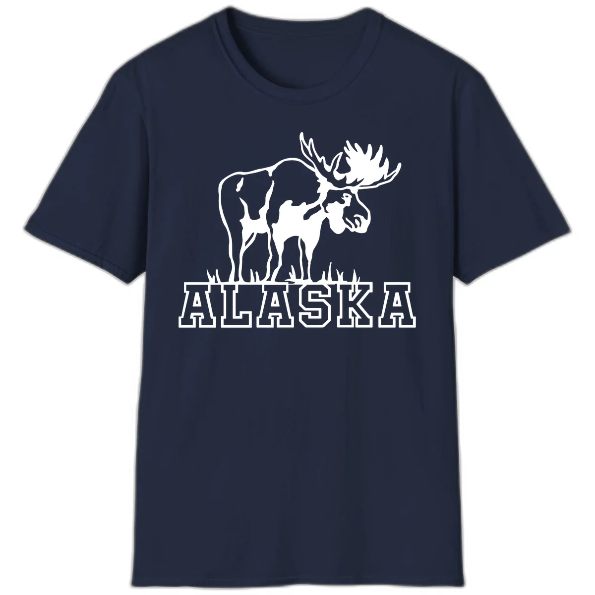 Alaska Moose Majestic State Pride T-Shirt in Navy