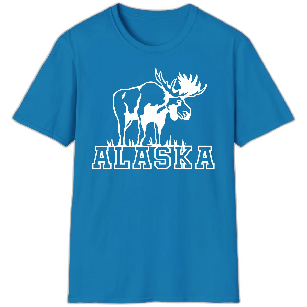 Alaska Moose Majestic State Pride T-Shirt in Sapphire