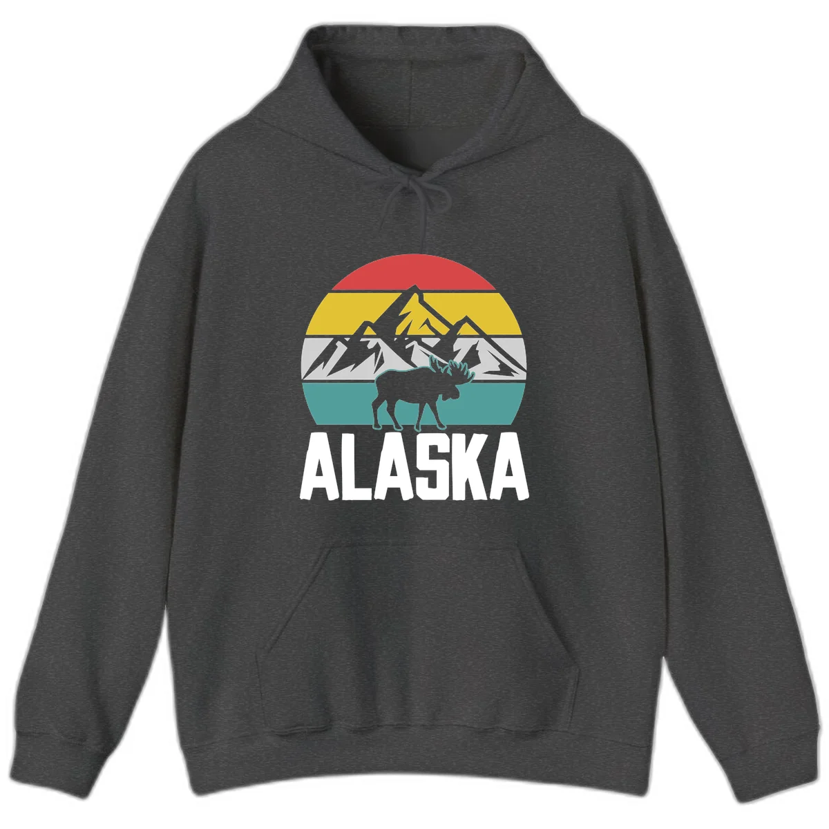 Moose Mountain Wilderness Alaska Hoodie in Dark Heather