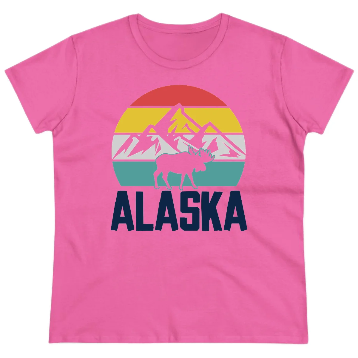 Moose Mountain Wilderness Alaska Ladies Tee in Azalea