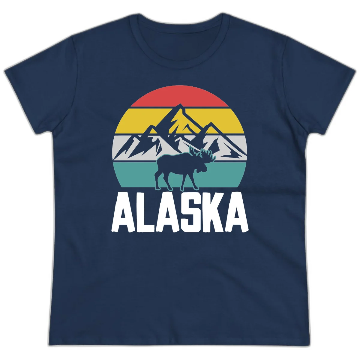 Moose Mountain Wilderness Alaska Ladies Tee in Navy