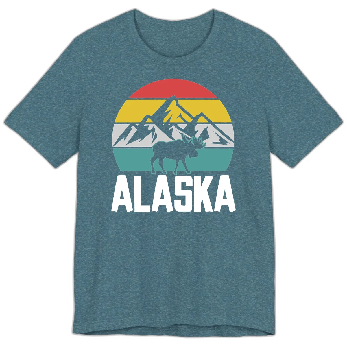 Moose Mountain Wilderness Alaska Premium Tee in Heather Deep Teal