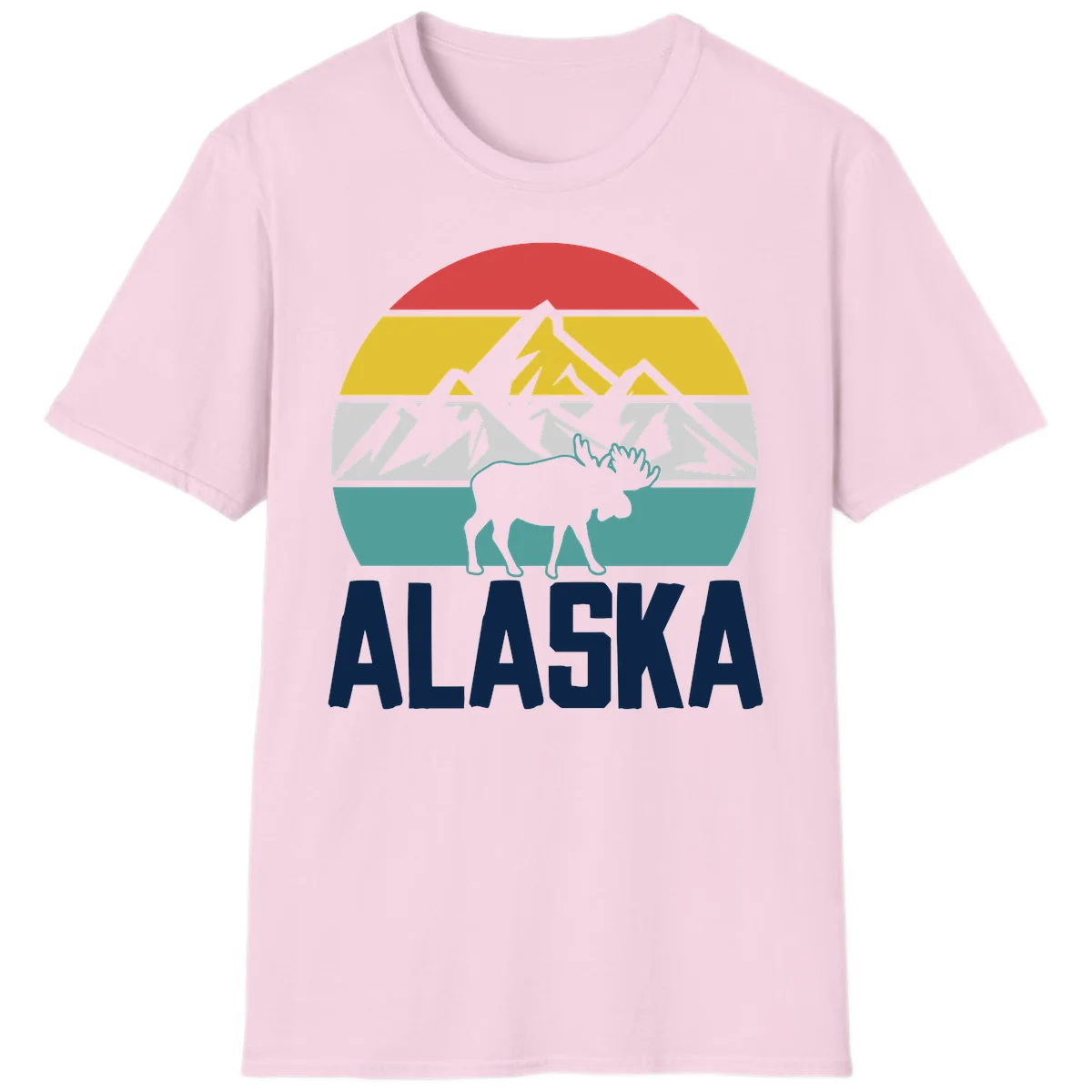 Moose Mountain Wilderness Alaska T-Shirt in Light Pink