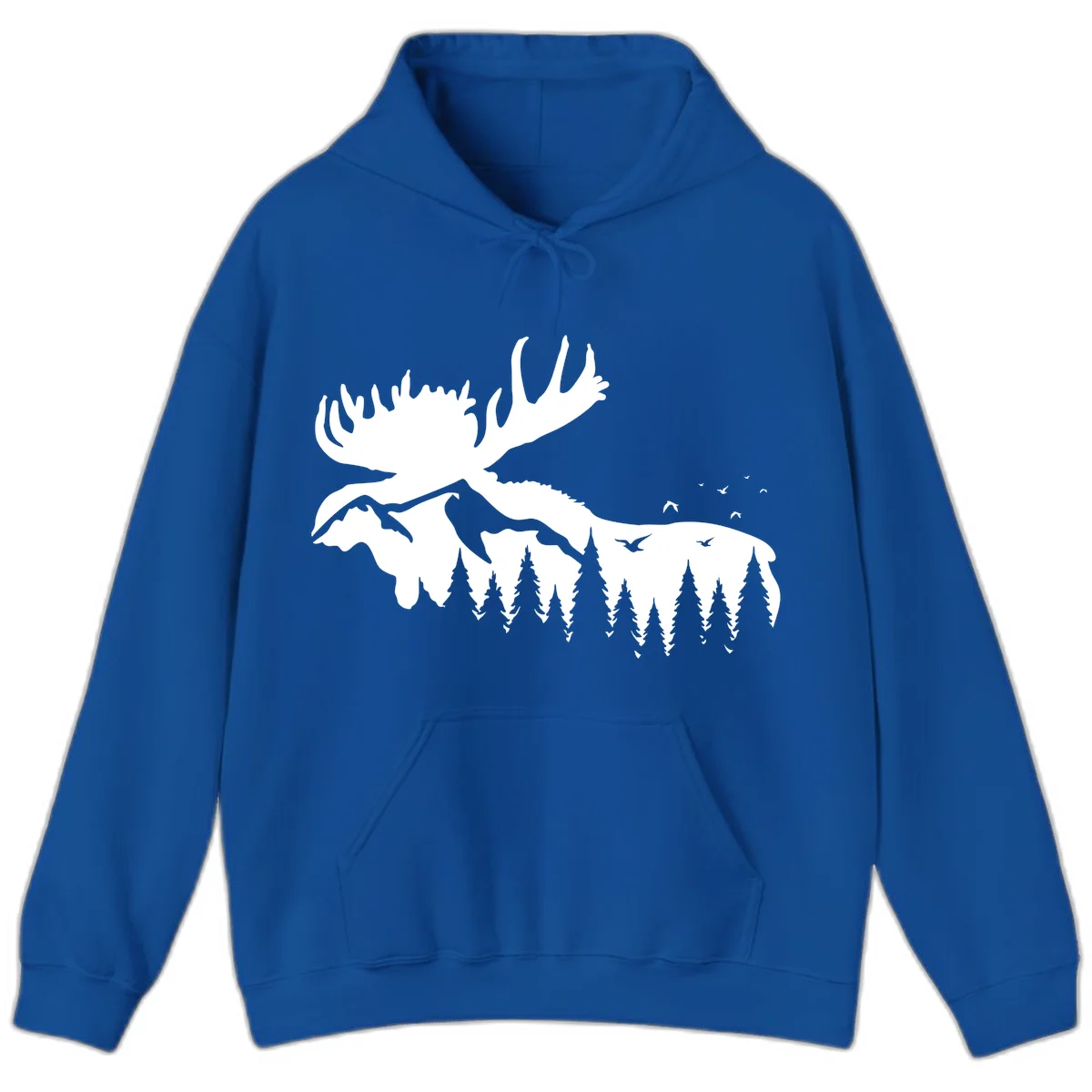 Moose Mountain Forest Silhouette Hoodie in Royal