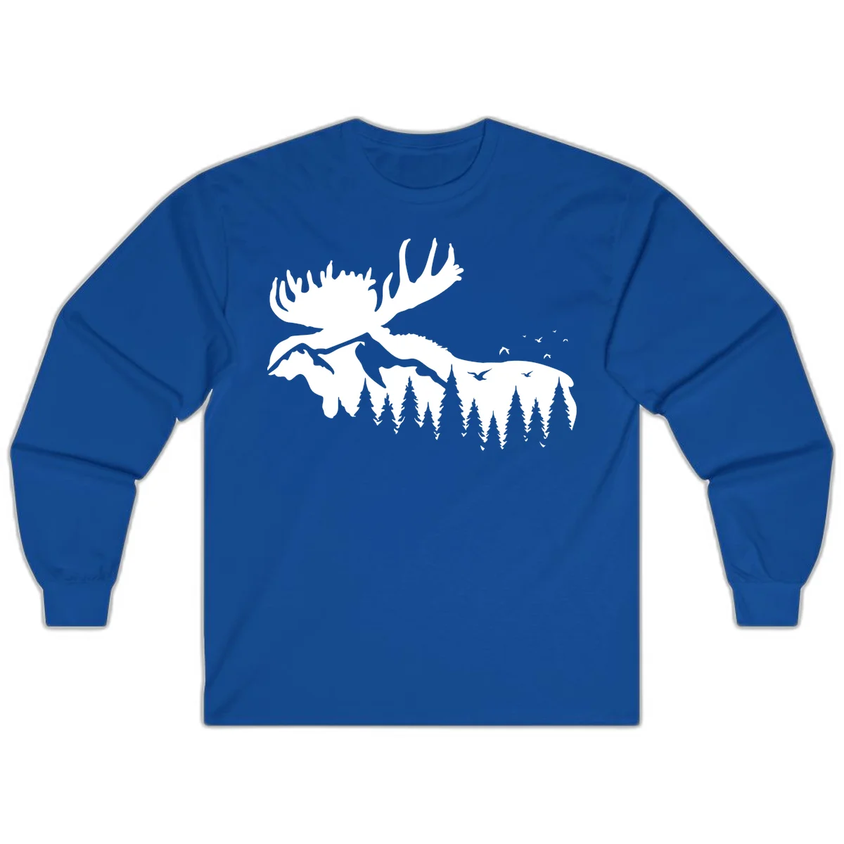 Moose Mountain Forest Silhouette Long Sleeve in Royal