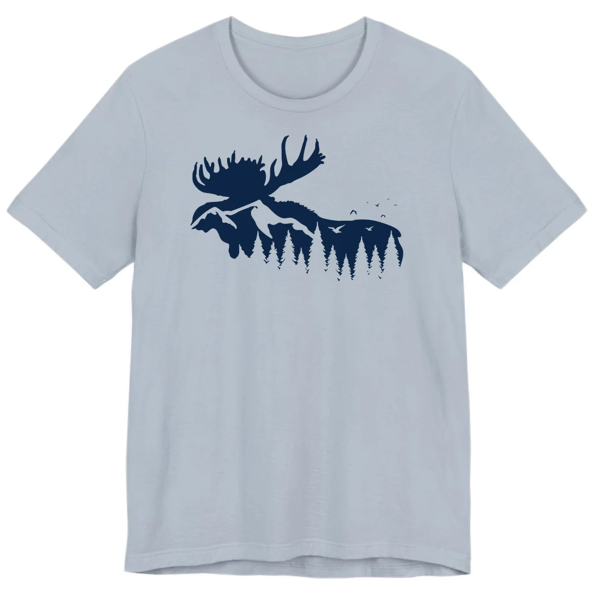 Moose Mountain Forest Silhouette Premium Tee in Light Blue