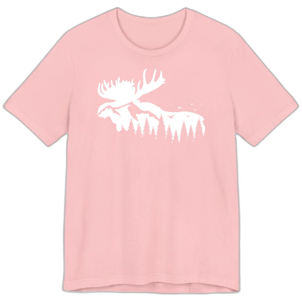 Moose Mountain Forest Silhouette Premium Tee in Pink