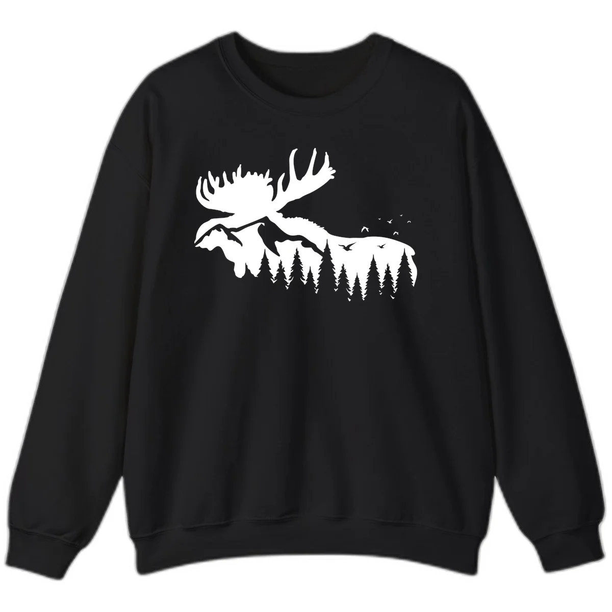 Moose Mountain Forest Silhouette Sweatshirt in Black