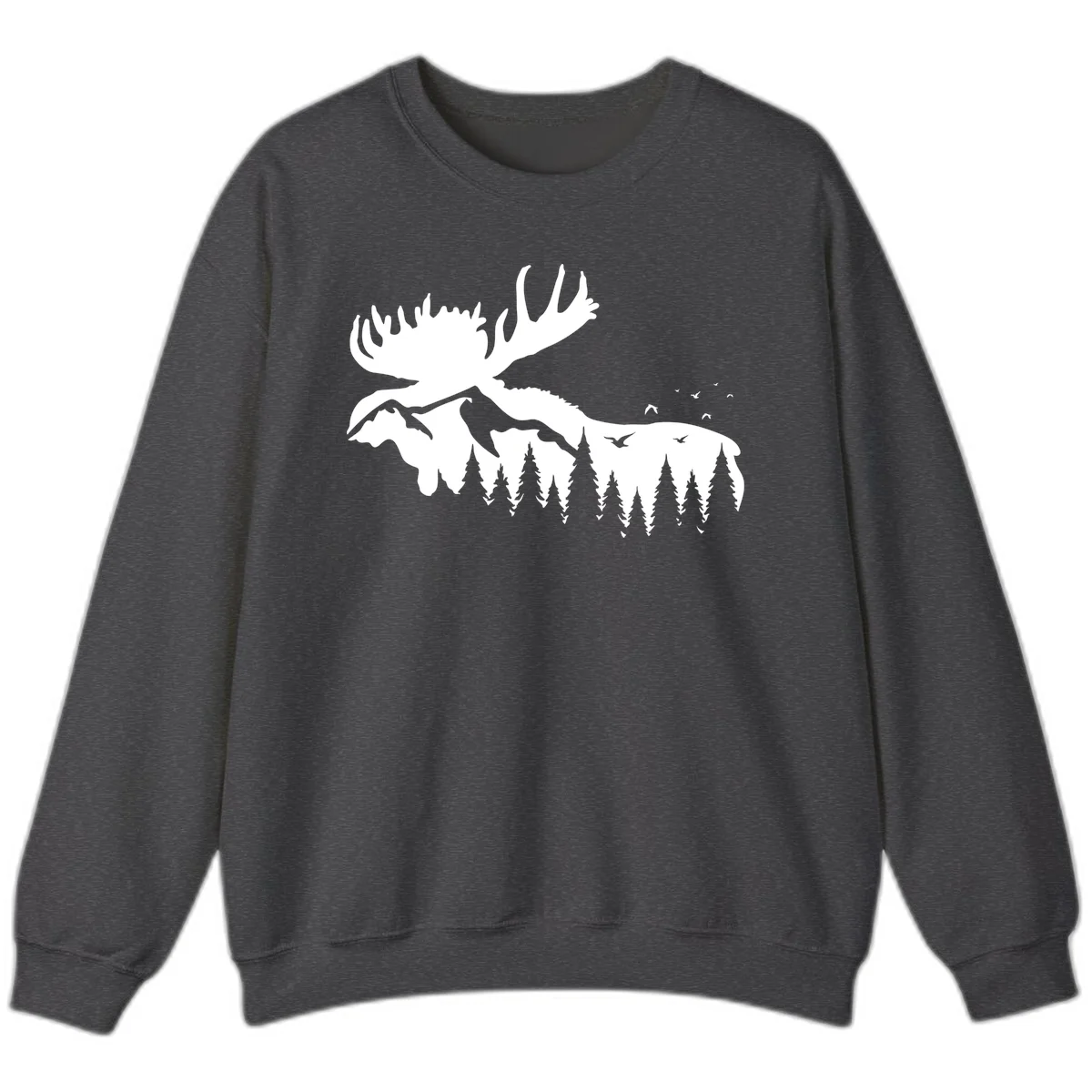 Moose Mountain Forest Silhouette Sweatshirt in Dark Heather