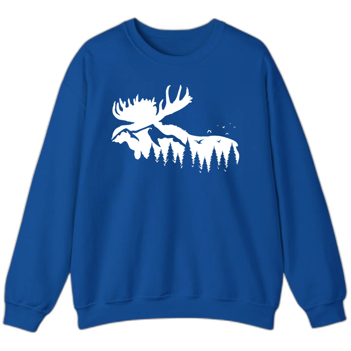 Moose Mountain Forest Silhouette Sweatshirt in Royal