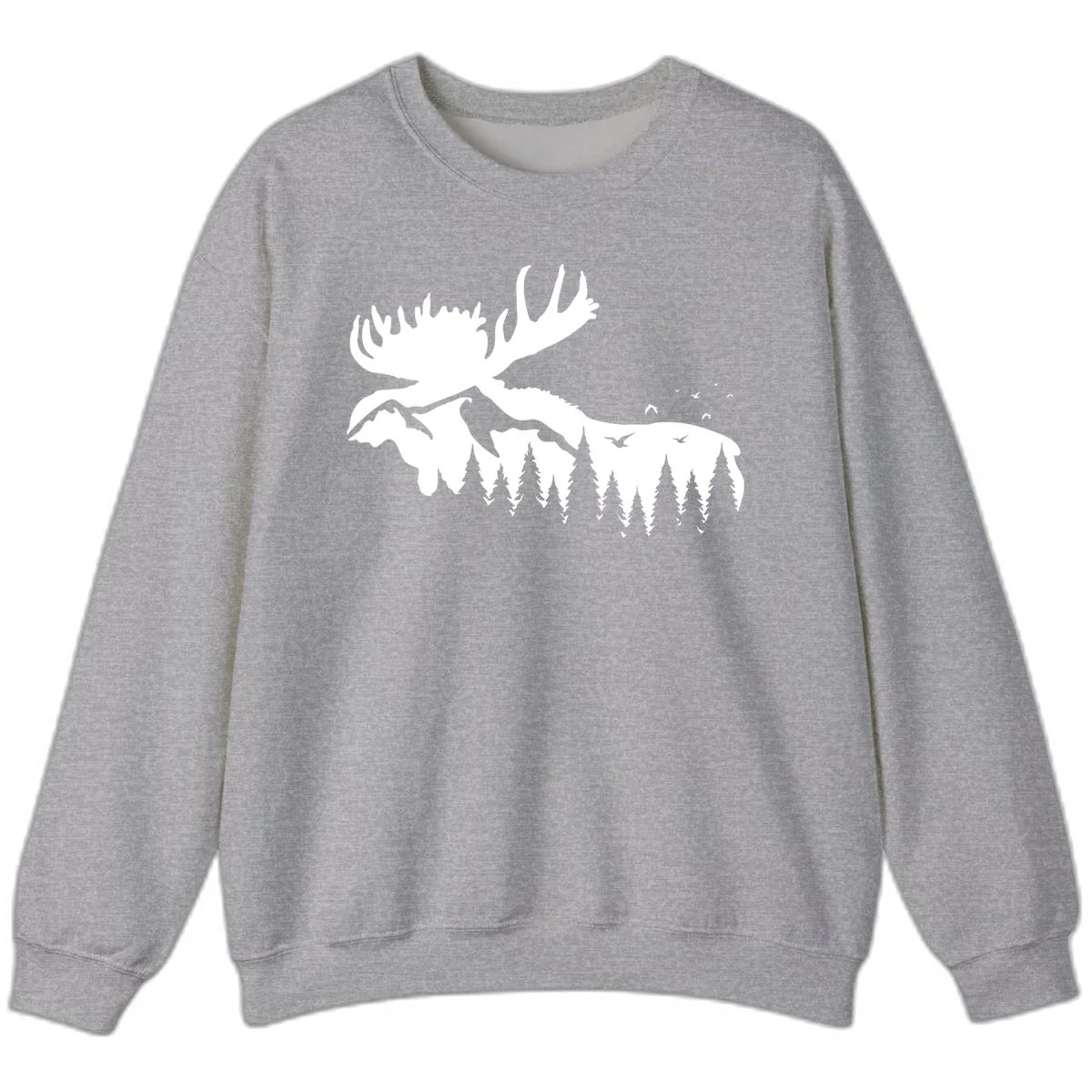 Moose Mountain Forest Silhouette Sweatshirt in Sport Grey