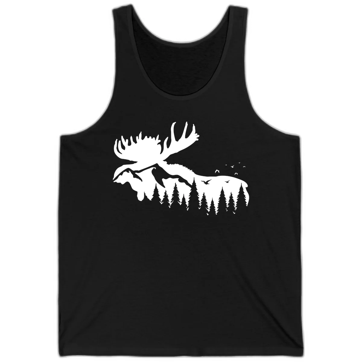Moose Mountain Forest Silhouette Tank in Black