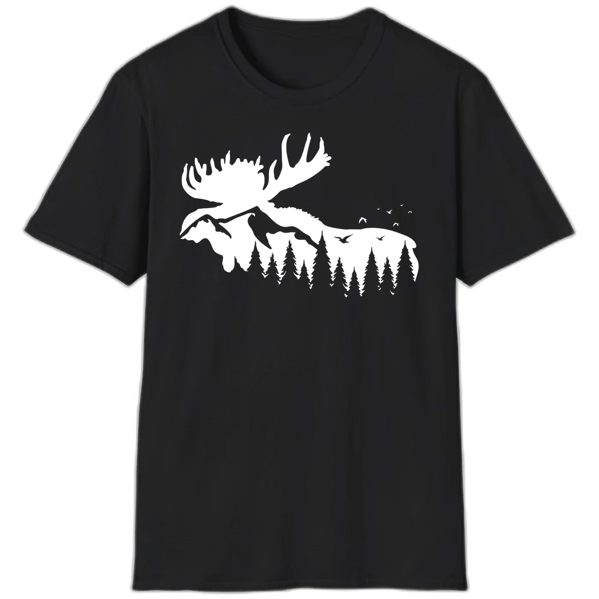 Moose Mountain Forest Silhouette T-Shirt in Black