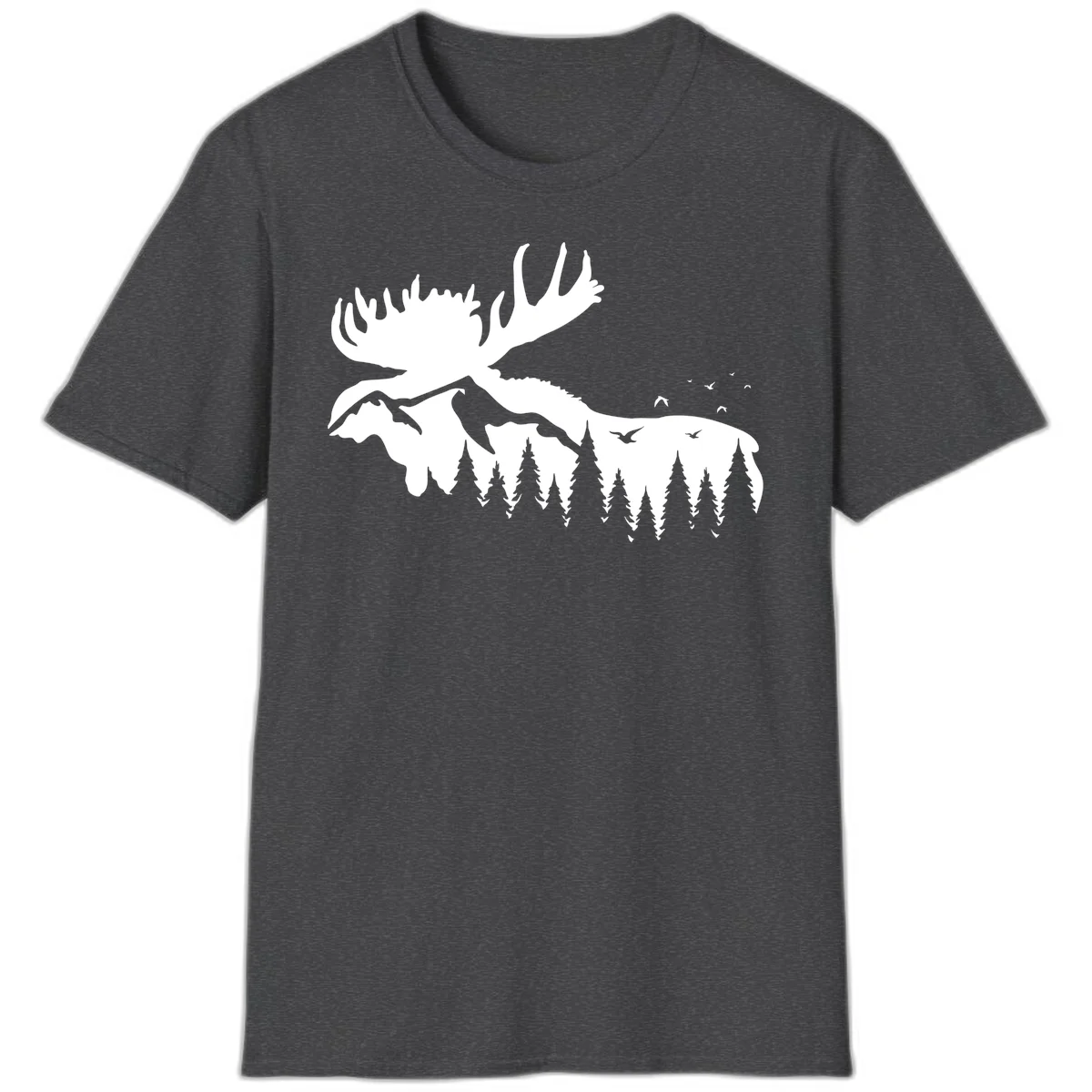 Moose Mountain Forest Silhouette T-Shirt in Dark Heather