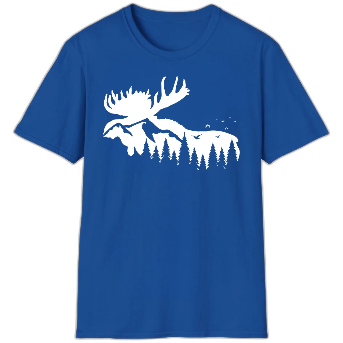 Moose Mountain Forest Silhouette T-Shirt in Royal