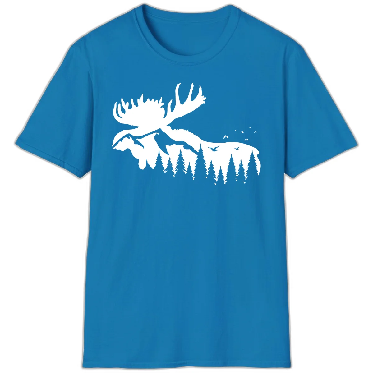 Moose Mountain Forest Silhouette T-Shirt in Sapphire