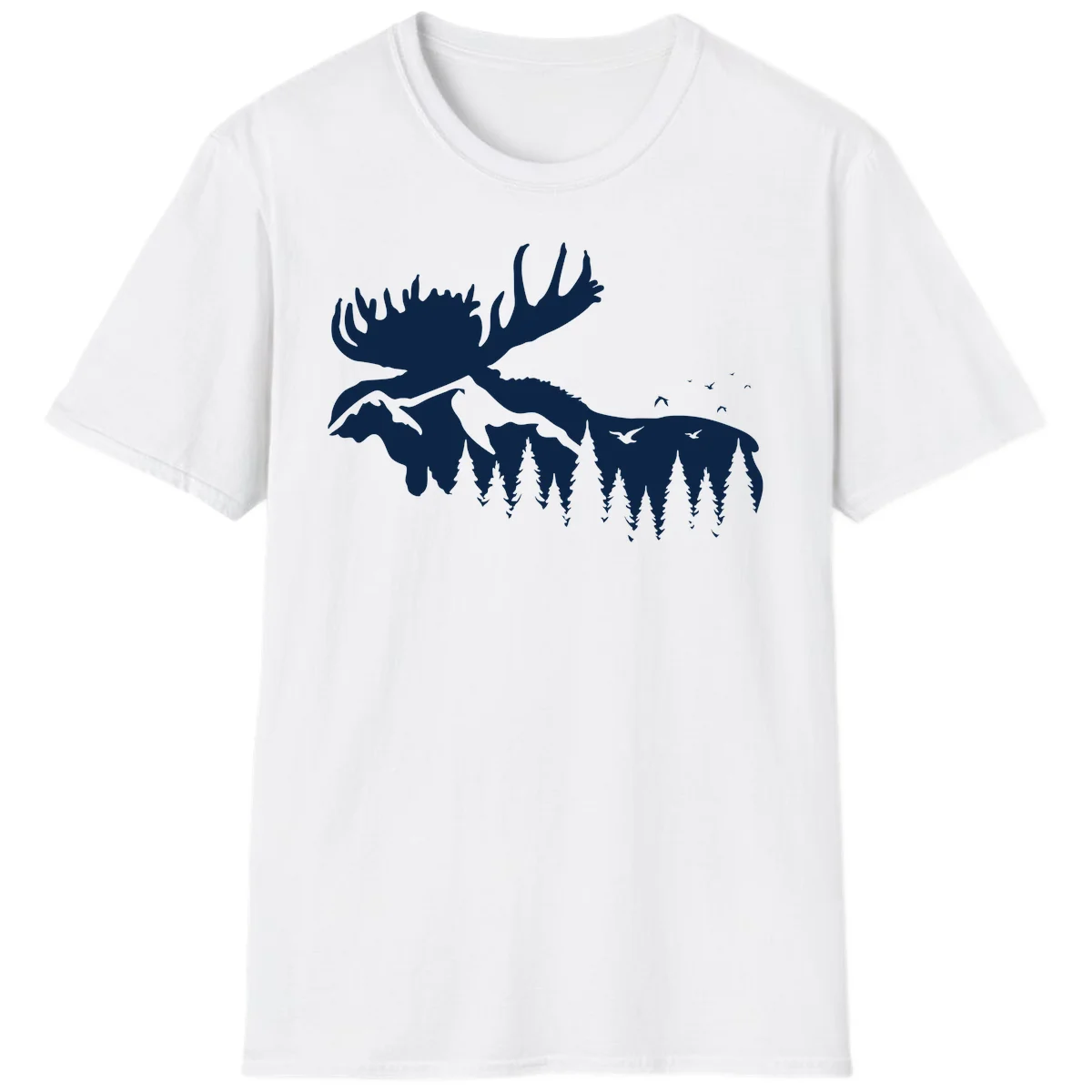 Moose Mountain Forest Silhouette T-Shirt in White