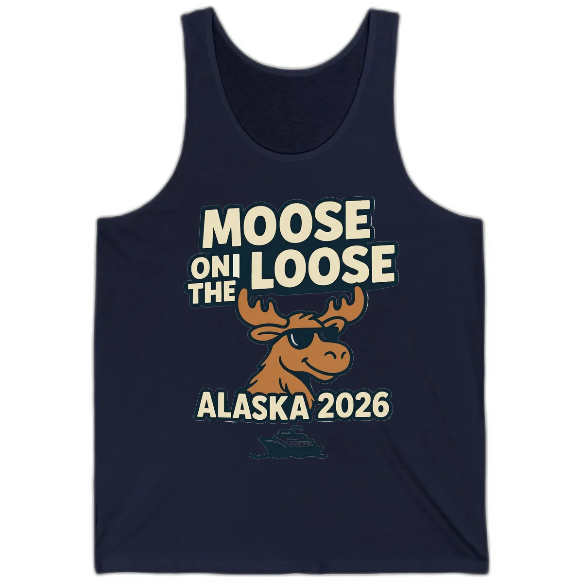Moose On The Loose Alaska 2026 Cruise Design Tank in Navy