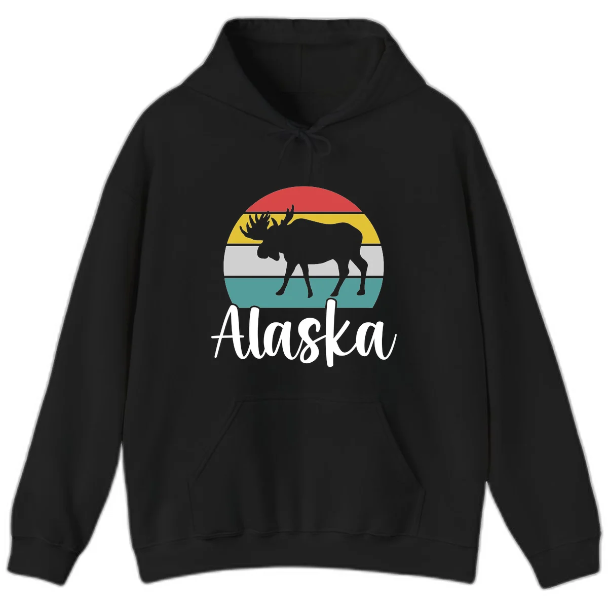 Moose Mountain Stripes Alaska Hoodie in Black