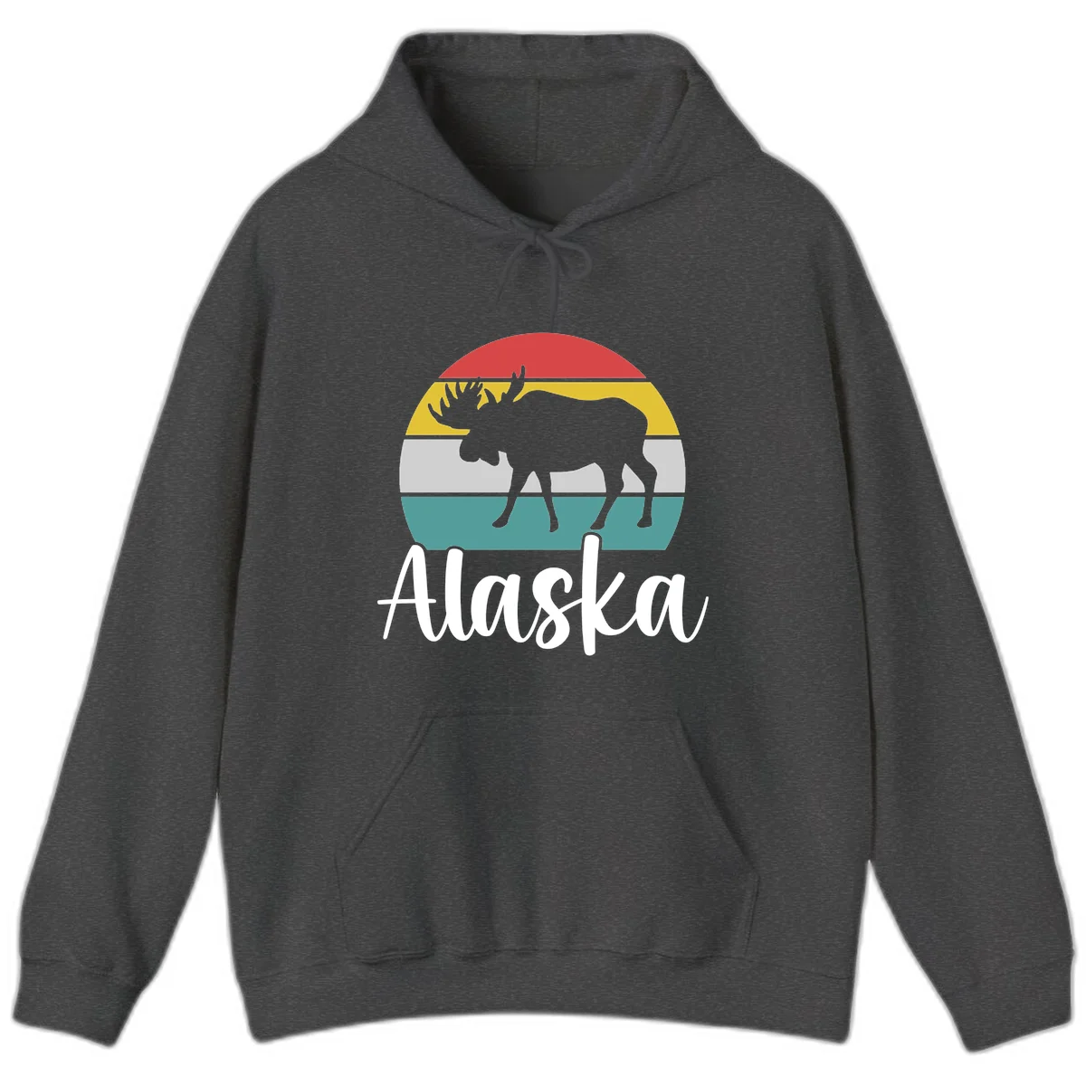 Moose Mountain Stripes Alaska Hoodie in Dark Heather