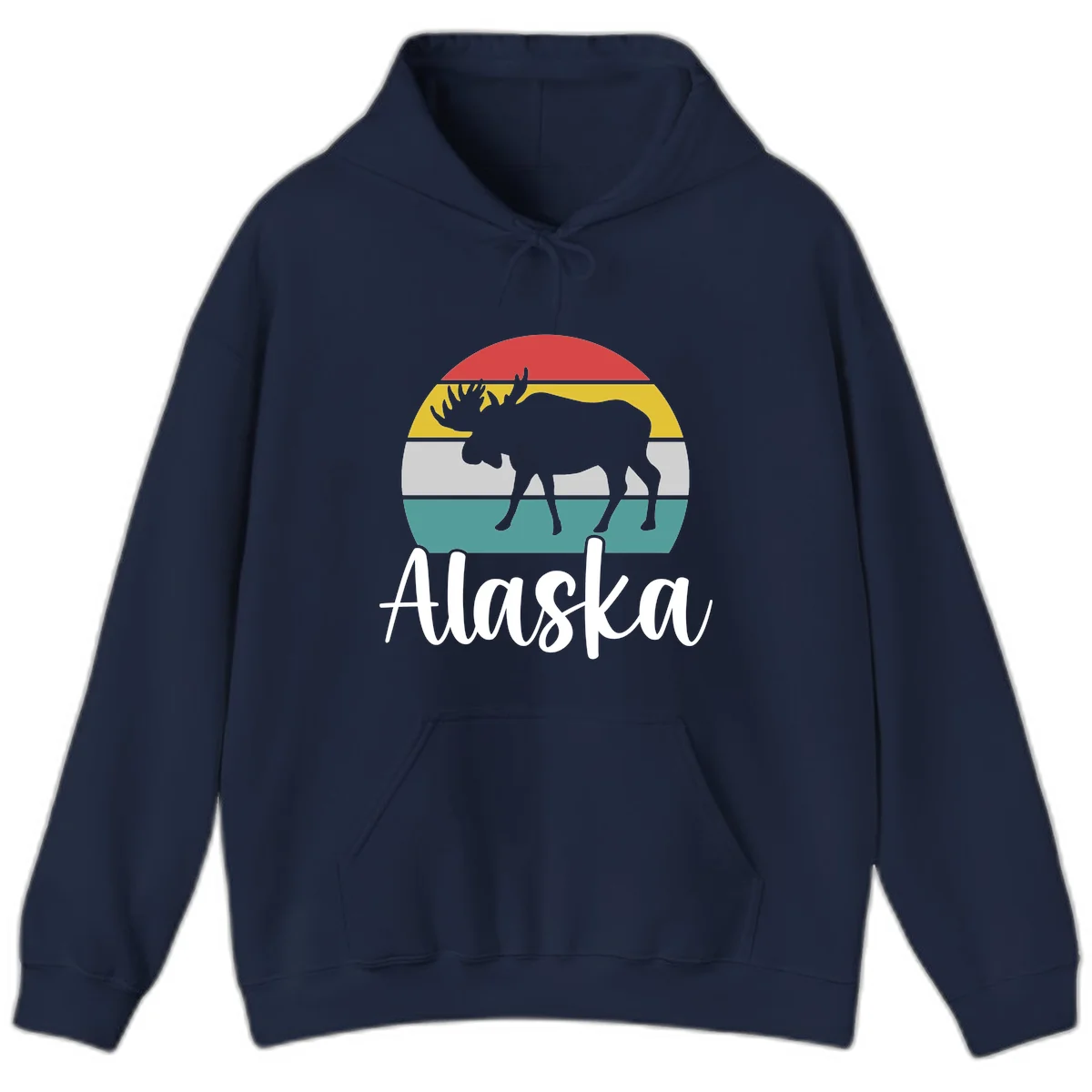 Moose Mountain Stripes Alaska Hoodie in Navy
