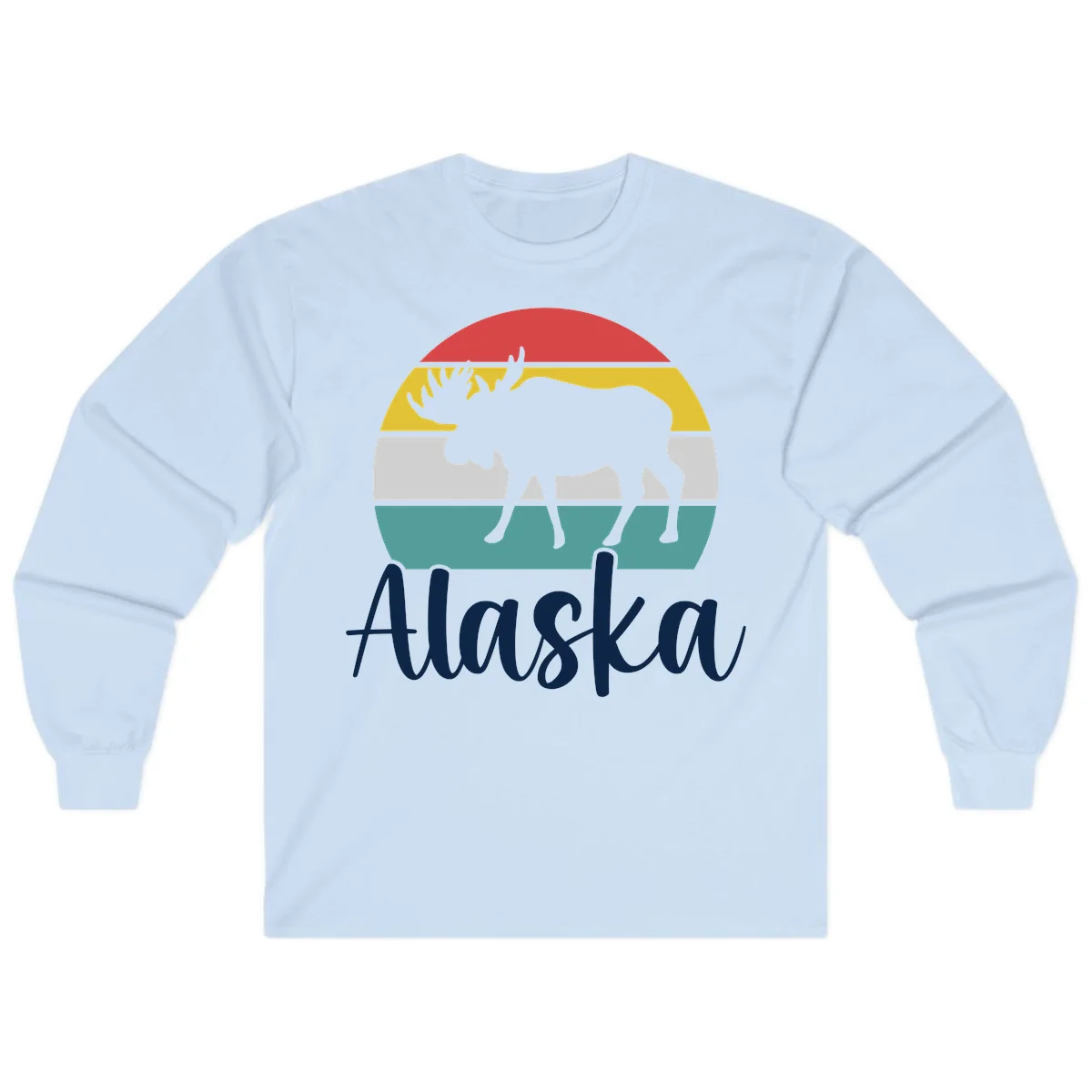 Moose Mountain Stripes Alaska Long Sleeve in Light Blue