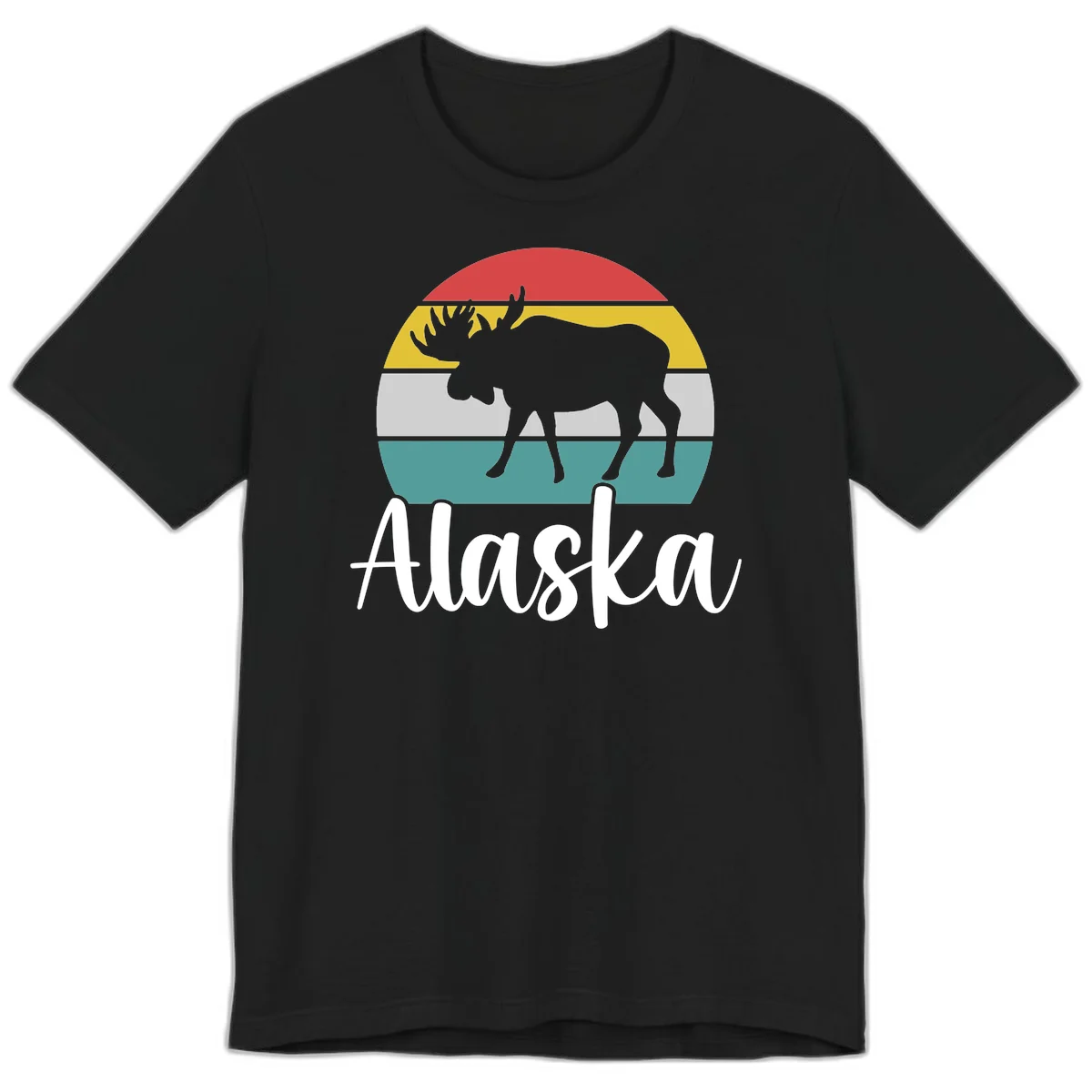 Moose Mountain Stripes Alaska Premium Tee in Black