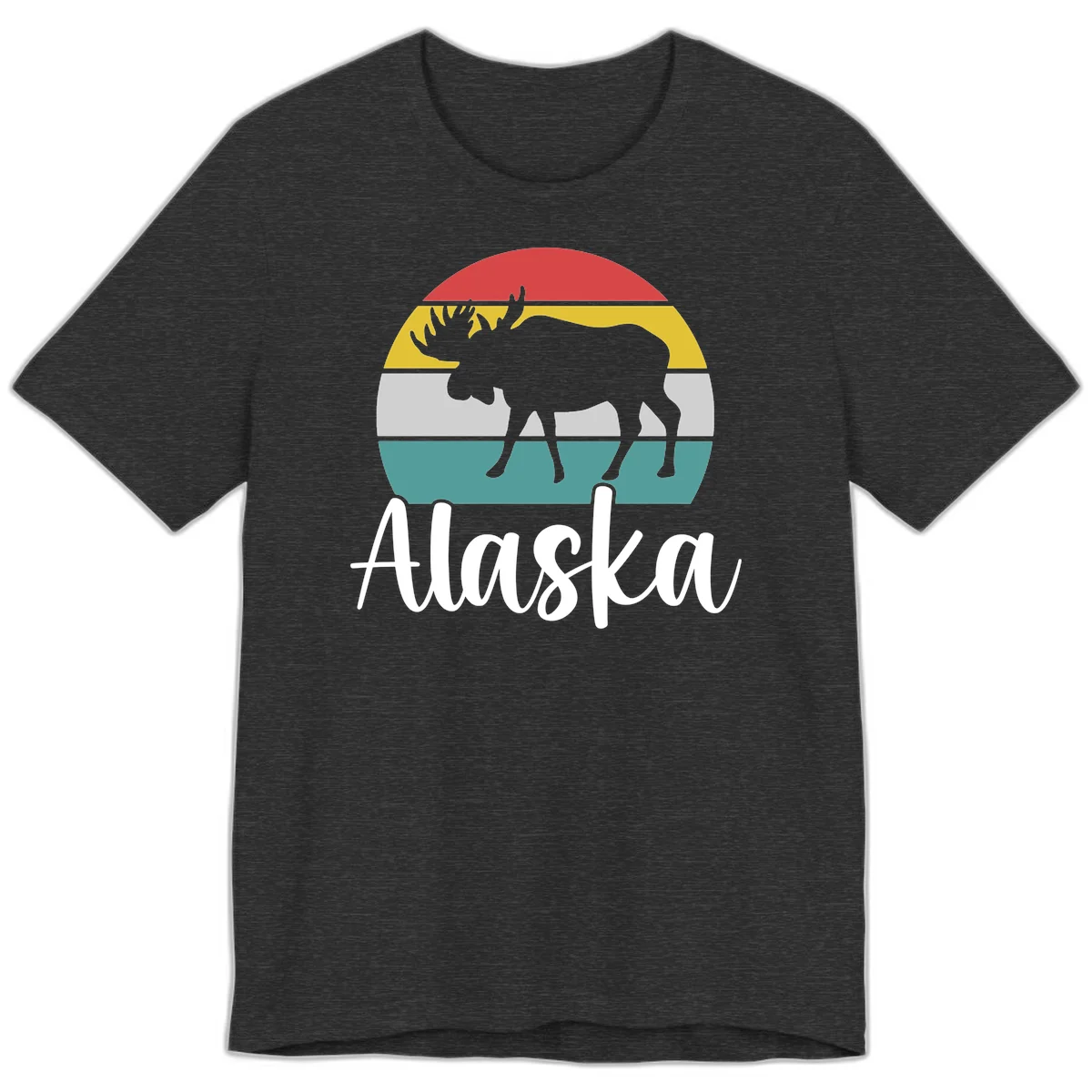 Moose Mountain Stripes Alaska Premium Tee in Dark Grey Heather