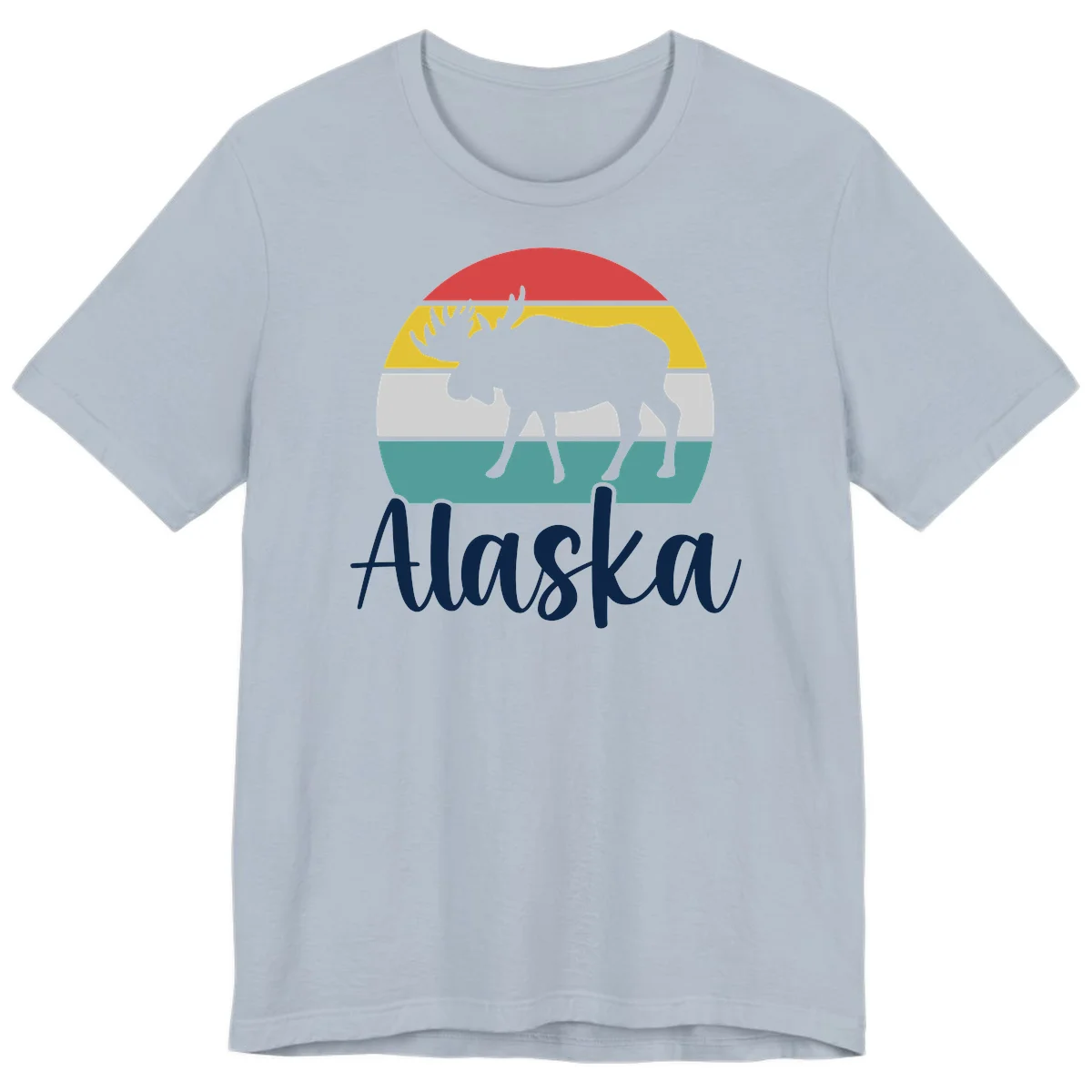 Moose Mountain Stripes Alaska Premium Tee in Light Blue