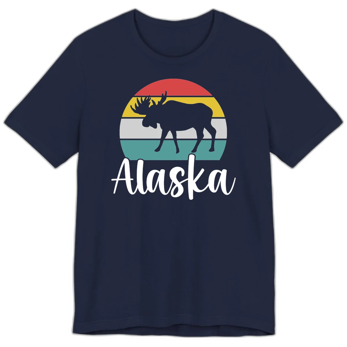 Moose Mountain Stripes Alaska Premium Tee in Navy