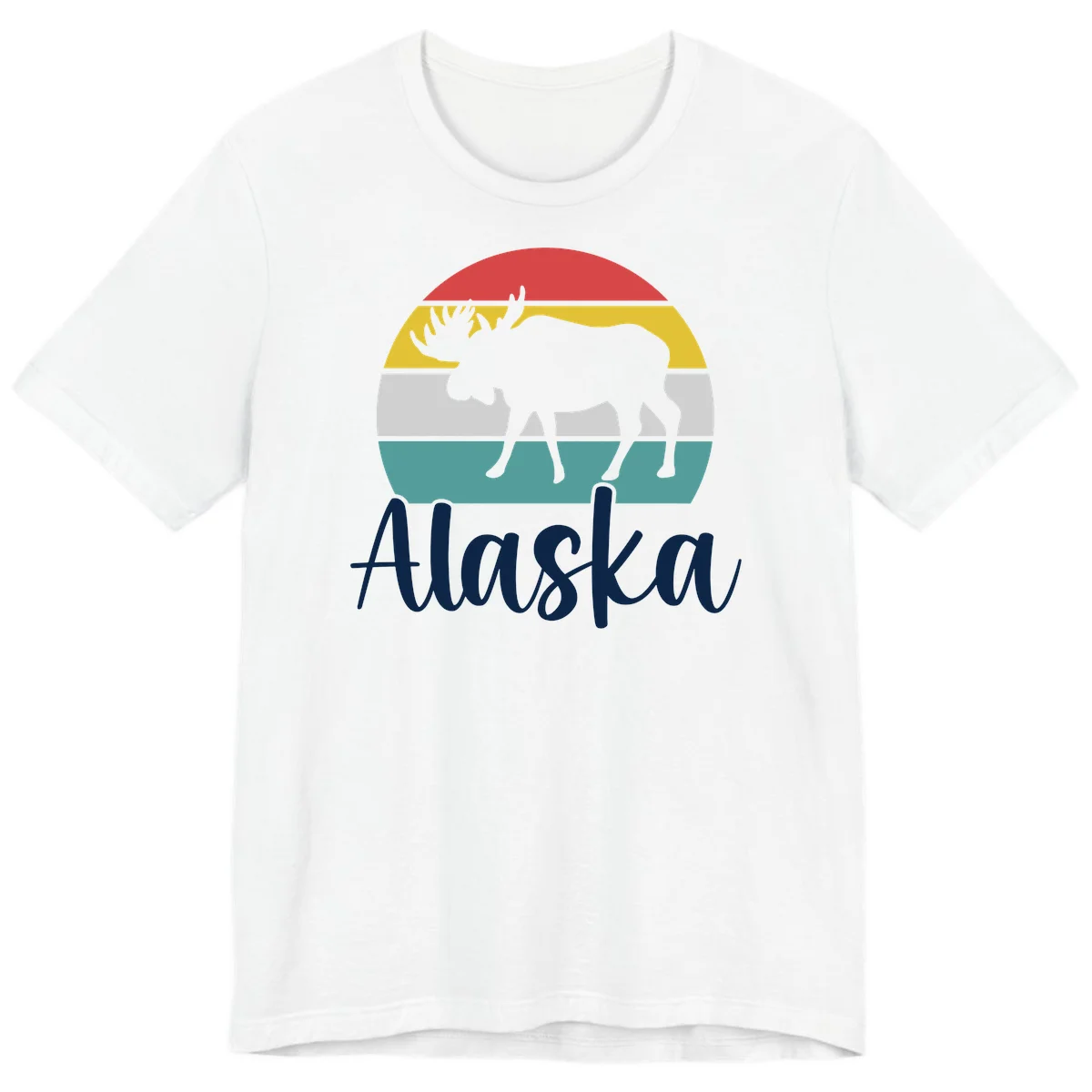 Moose Mountain Stripes Alaska Premium Tee in White