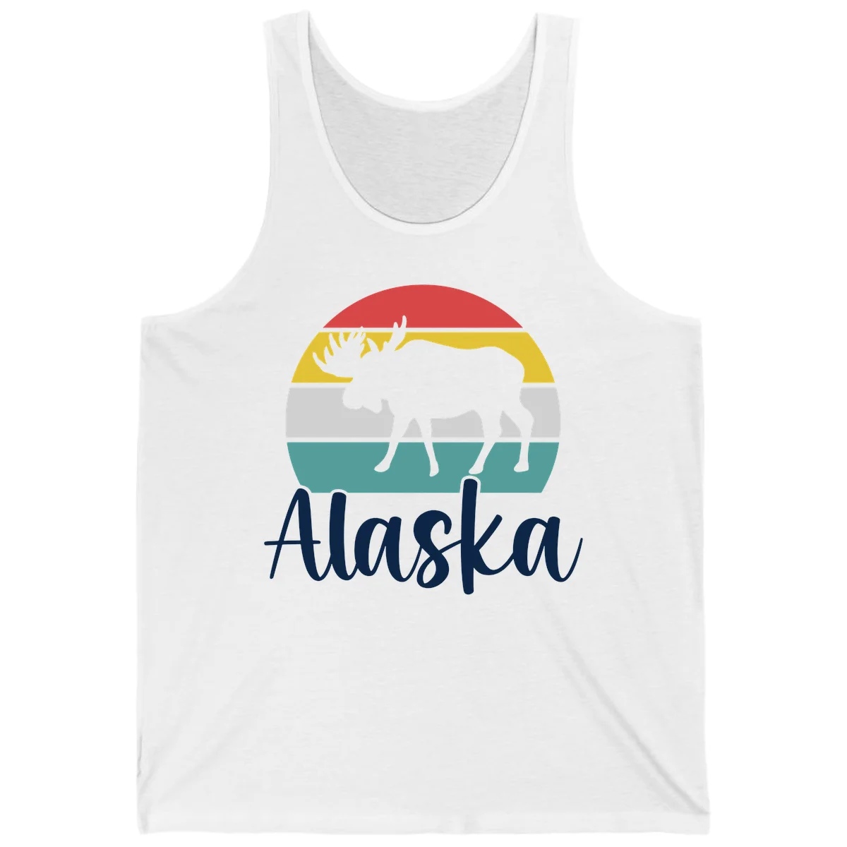 Moose Mountain Stripes Alaska Tank in White