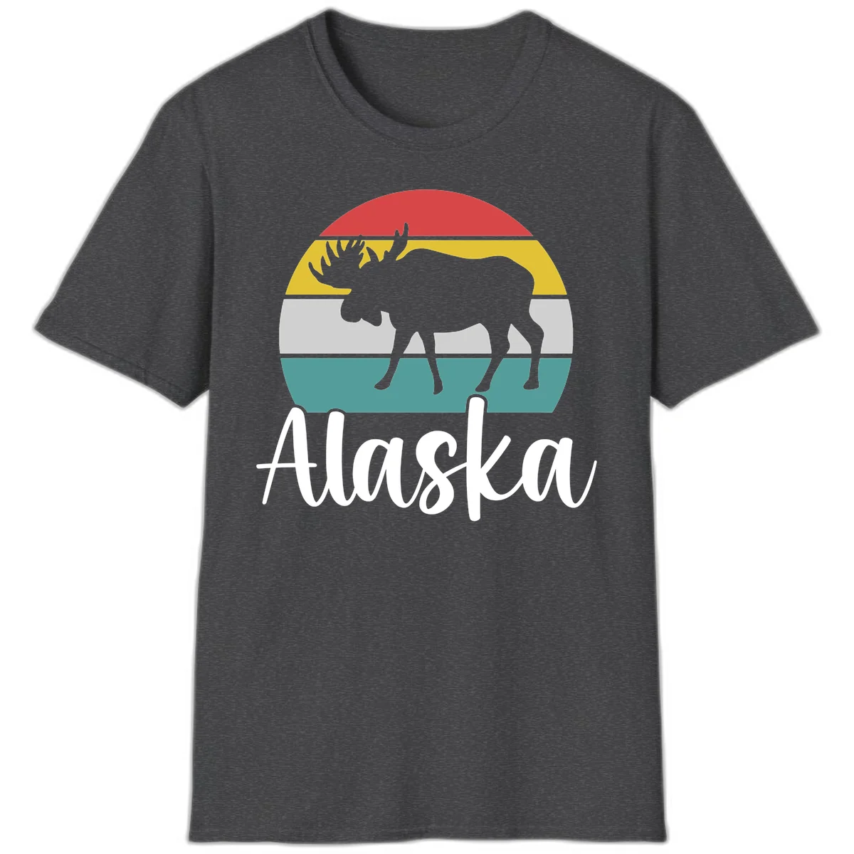 Moose Mountain Stripes Alaska T-Shirt in Dark Heather